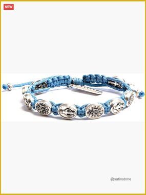 Handwoven Mary Blessing Bracelet with Miraculous Medals